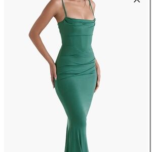 House of CB Milena Jersey Corset Maxi Dress in Forest